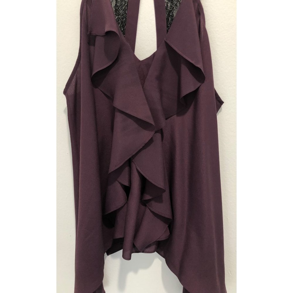 BCBGeneration Plum Ruffle Lace Tank Top - Small - Picture 2 of 8